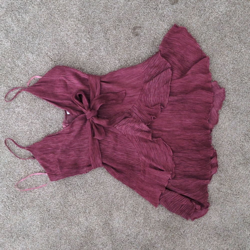 Saints + Secrets Romantic Ruffle Tiered Mini Spaghetti Strap Dress.